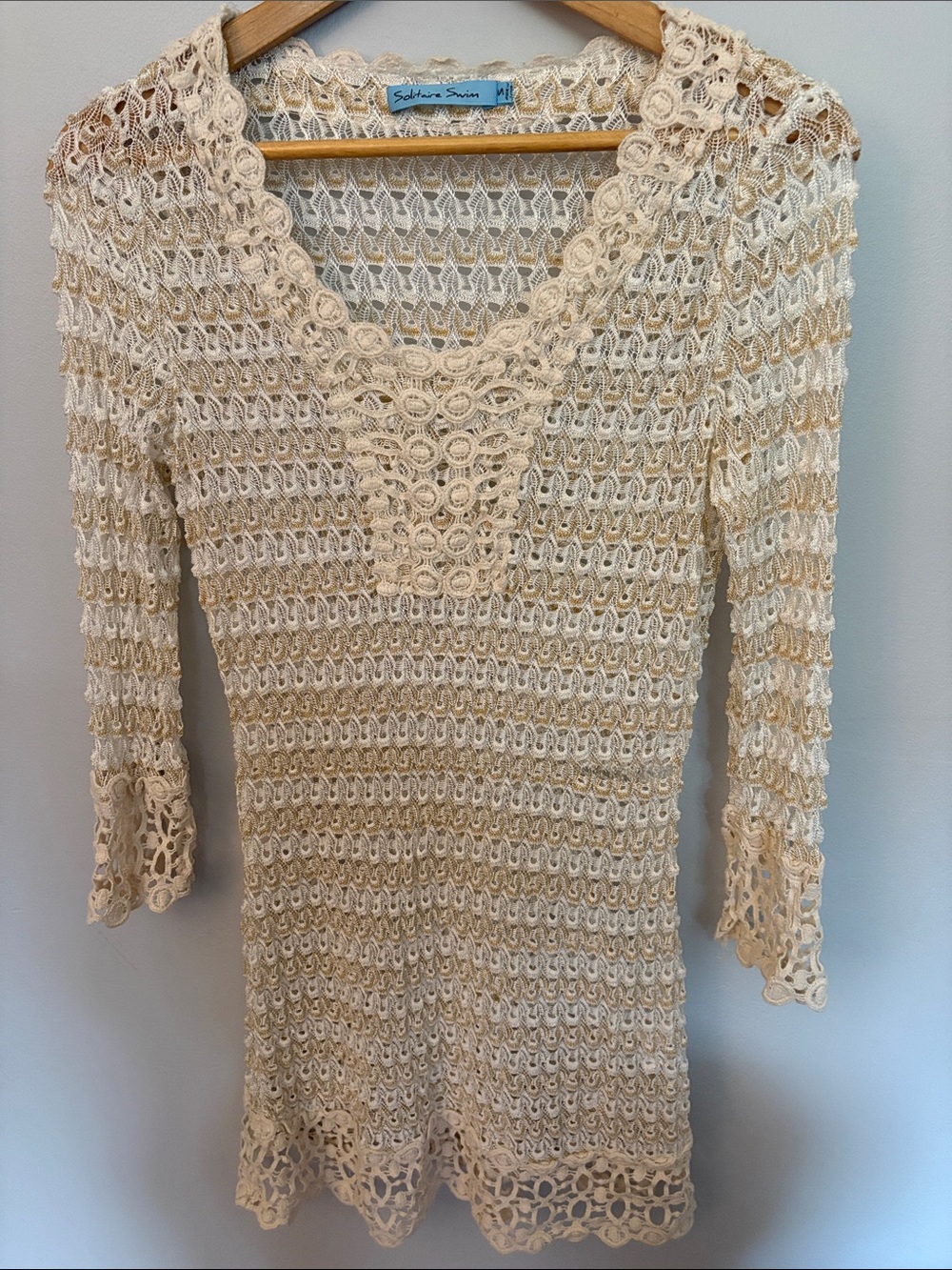 Boho Cream Crochet Swim Coverup by Sabrina Swim